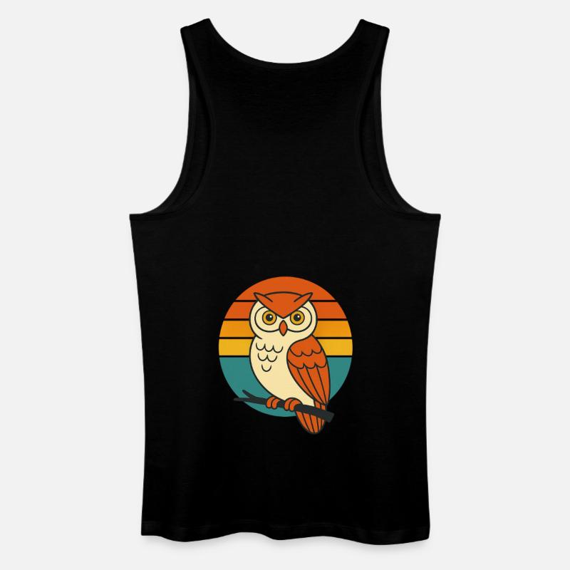 Wise Vibes – Retro Owl Magic - Männer Bio Tank Top - Schwarz