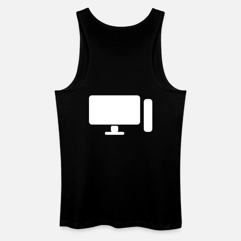 Minimal PC Setup Icon – Gamer Design - Männer Bio Tank Top - Schwarz