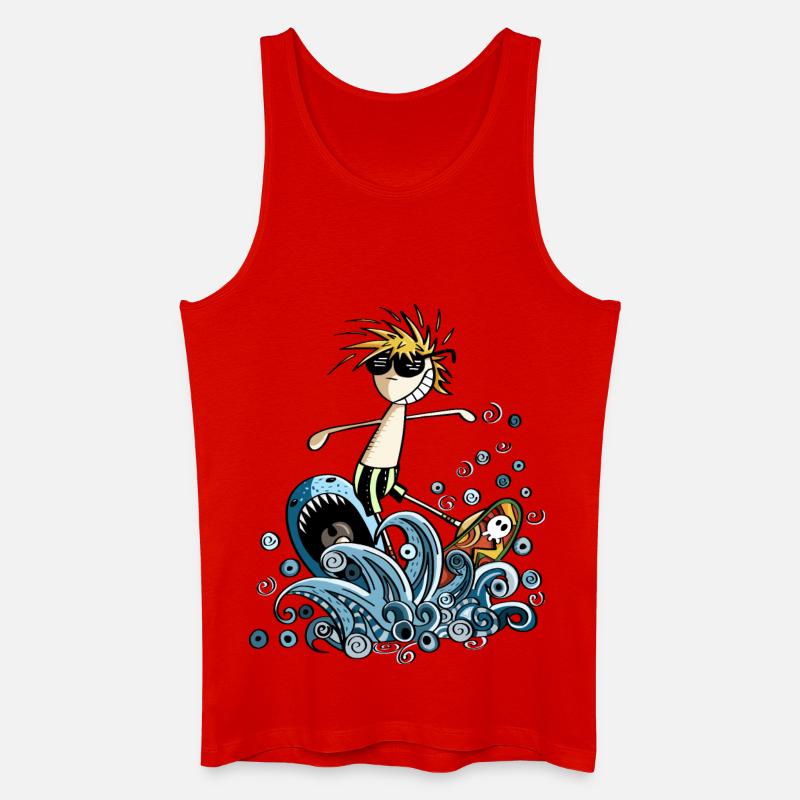 Cooler Power Surfer - Comic - Männer Bio Tank Top - Rot