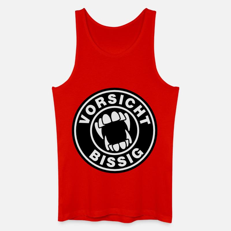 Vorsicht bissig - Männer Bio Tank Top - Rot