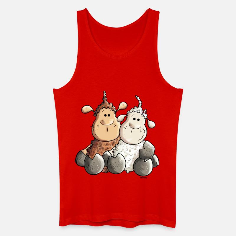Verliebte Schafe - Schaf - Männer Bio Tank Top - Rot