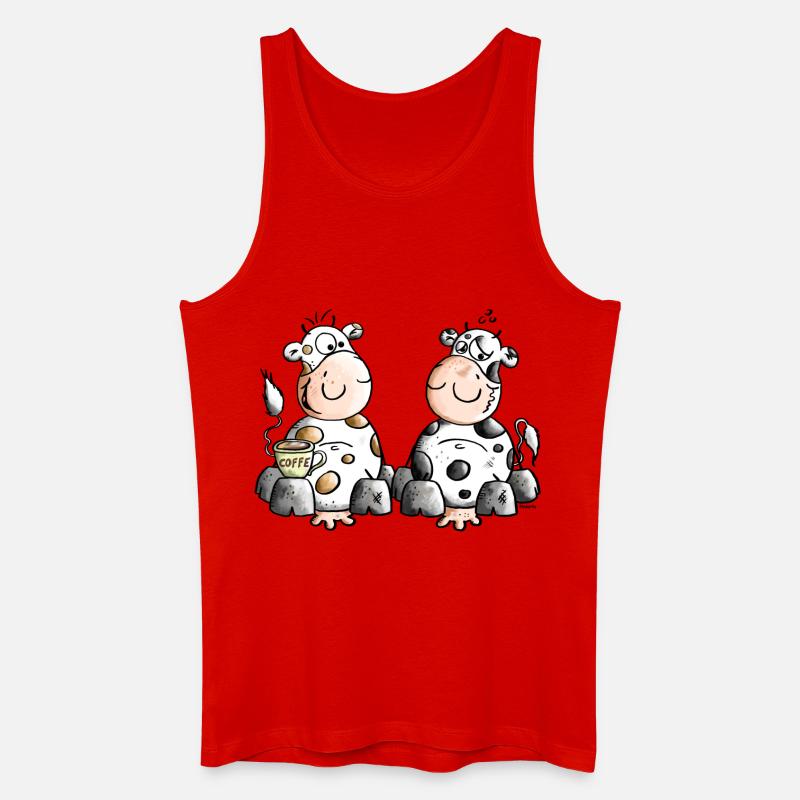Morgenmuffel Kühe - Kaffee - Männer Bio Tank Top - Rot