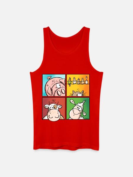 Funny Farm Animals - Men’s Organic Tank Top - red