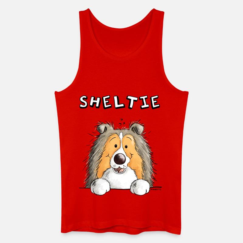 Neugieriger Sheltie - Männer Bio Tank Top - Rot