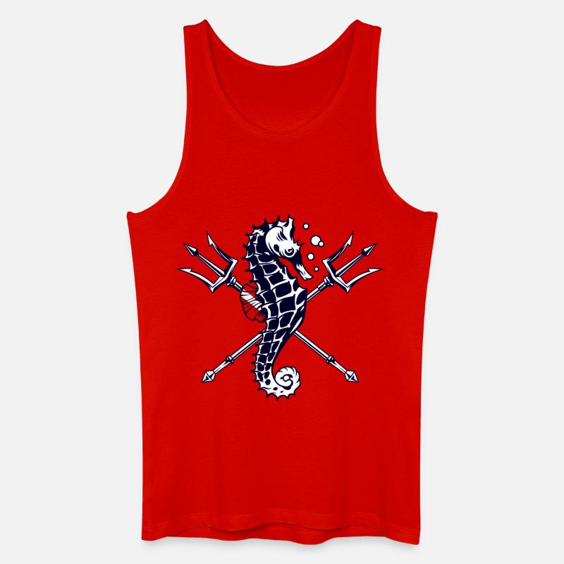 Taucher Trident Seepferdchen - Männer Bio Tank Top - Rot