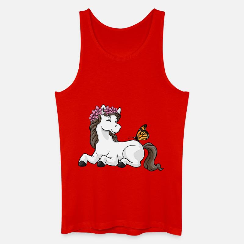 Pferd Blumenkranz - Männer Bio Tank Top - Rot
