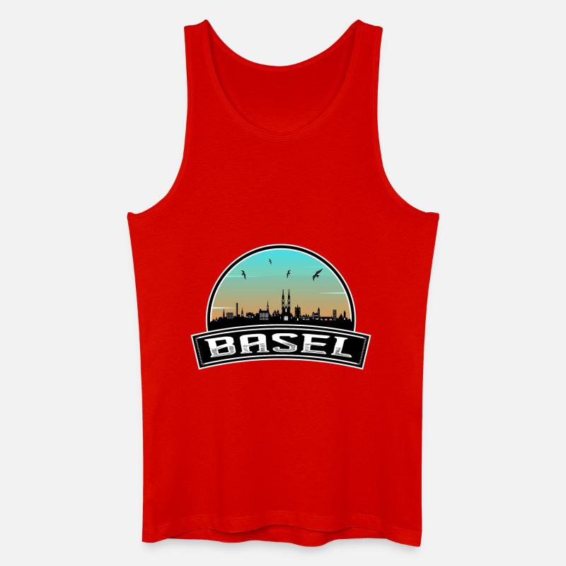 Basel Schweiz Skyline Schweizer Souvenir - Männer Bio Tank Top - Rot