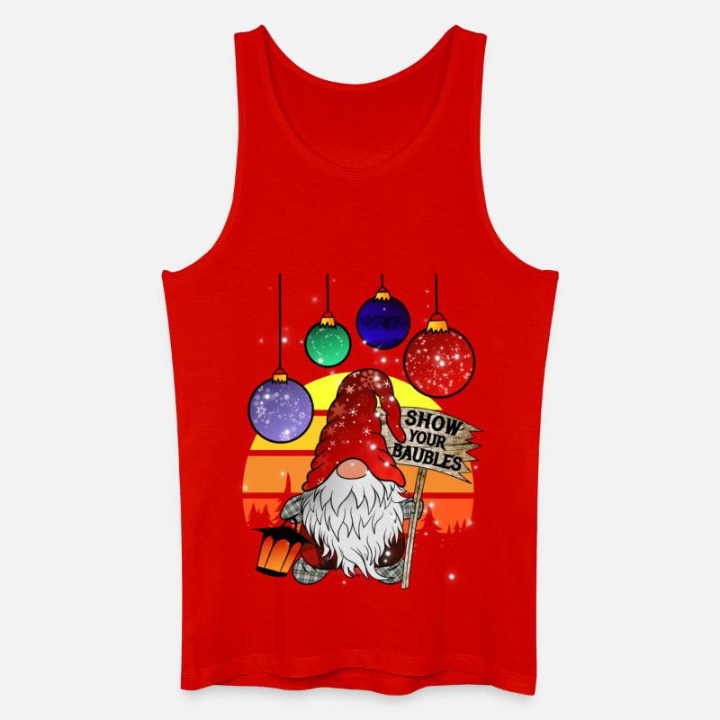 Weihnachts Wichtel mit Christbaum Kugeln - Männer Bio Tank Top - Rot