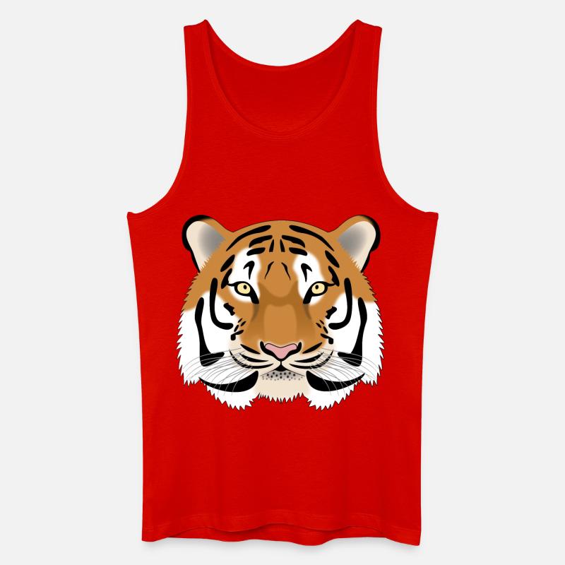 Tiger Kopf - farbig - Männer Bio Tank Top - Rot