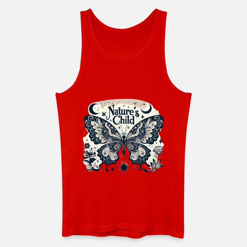 Nature's Child Schmetterling Muster - Männer Bio Tank Top - Rot
