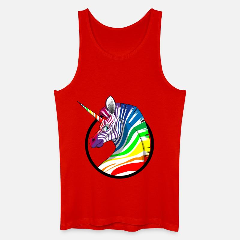 Regenbogen Einhorn Zebra - Männer Bio Tank Top - Rot