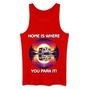 La maison est là où vous le garez Retro Sunset Campervan - Débardeur bio Homme - rouge - Devant