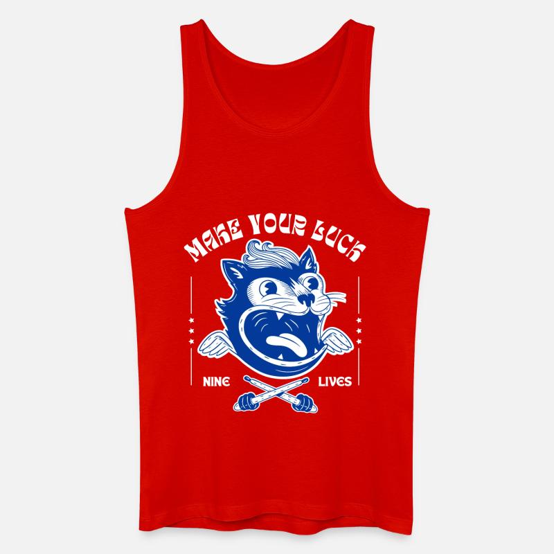 Make Your Luck – Wildes Katzenmotiv - Männer Bio Tank Top - Rot