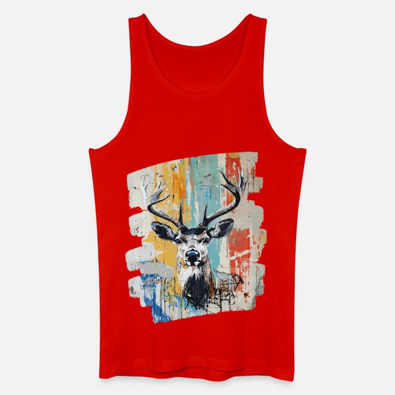Hirsch mit Geweih - Männer Bio Tank Top - Rot