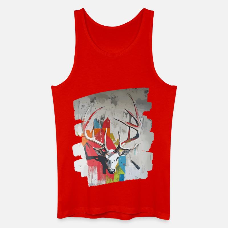 Hirsch mit Geweih - Männer Bio Tank Top - Rot