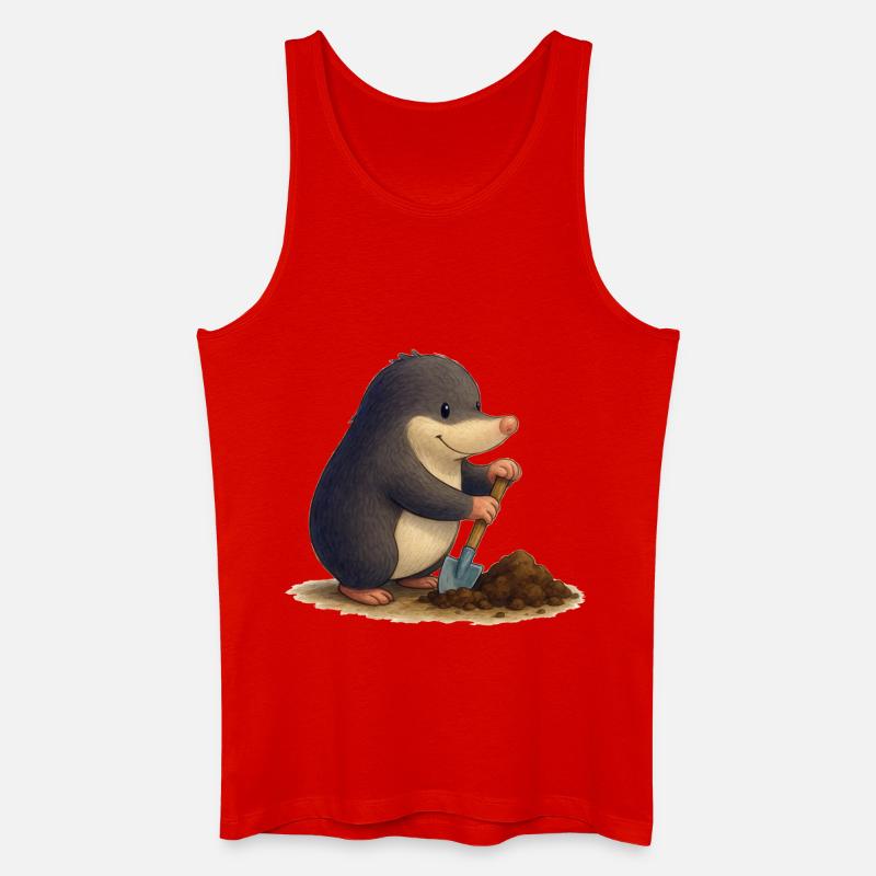 Industrious Mole with Shovel - Men’s Organic Tank Top - red