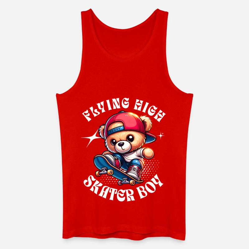 Skater teddy bear on skateboard - Men’s Organic Tank Top - red