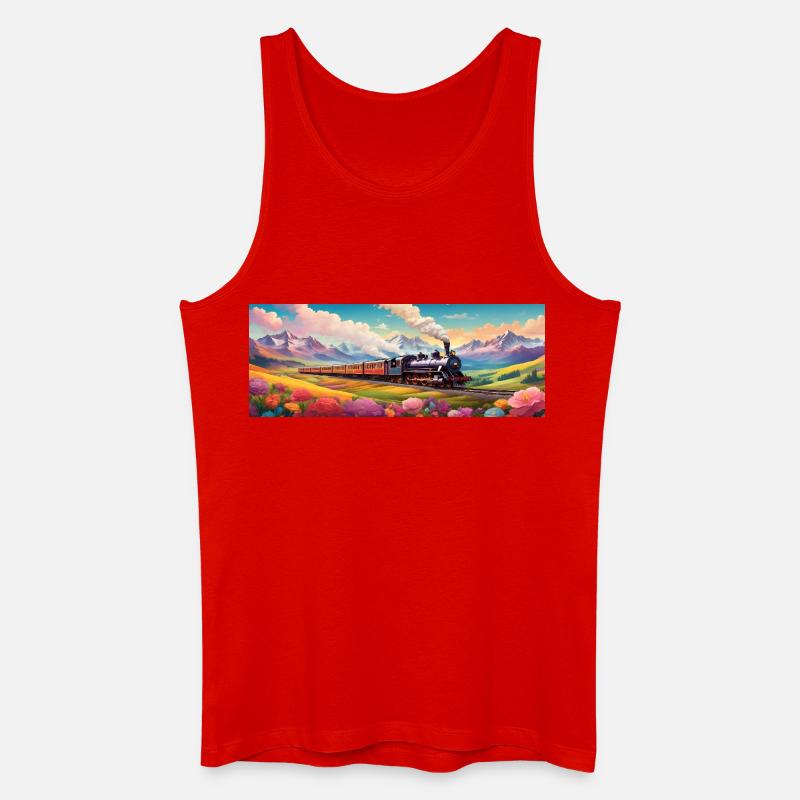 Nostalgischer Eisenbahnzug mit Dampflokomotive - Männer Bio Tank Top - Rot