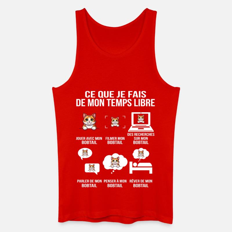 Humorvolles Bobtail-Katzen-Design - Männer Bio Tank Top - Rot