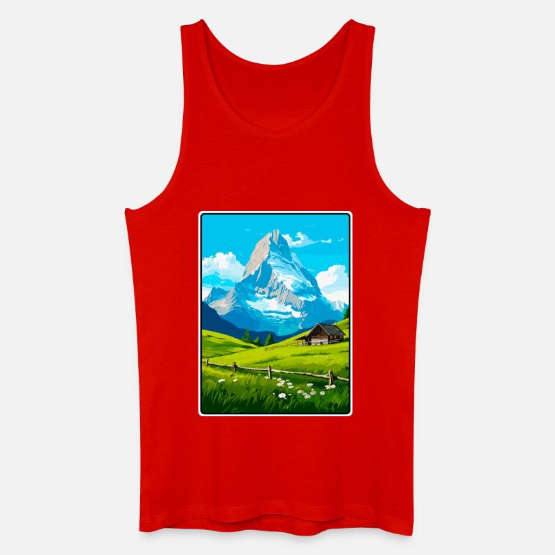 Eiger Schweiz Berglandschaft Illustration - Männer Bio Tank Top - Rot