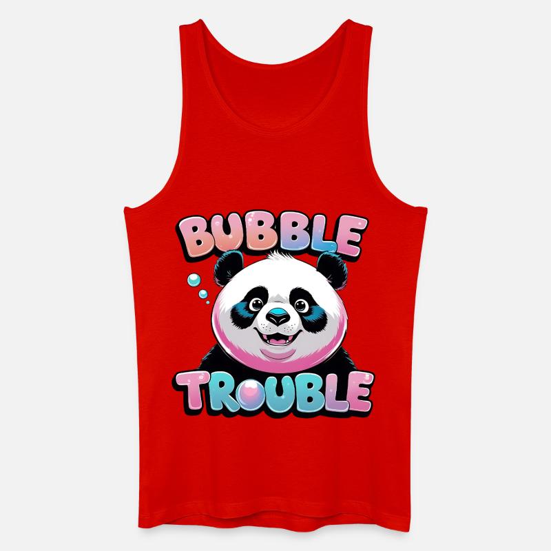 Verspielter Panda Bubbel Glasdruck - Männer Bio Tank Top - Rot