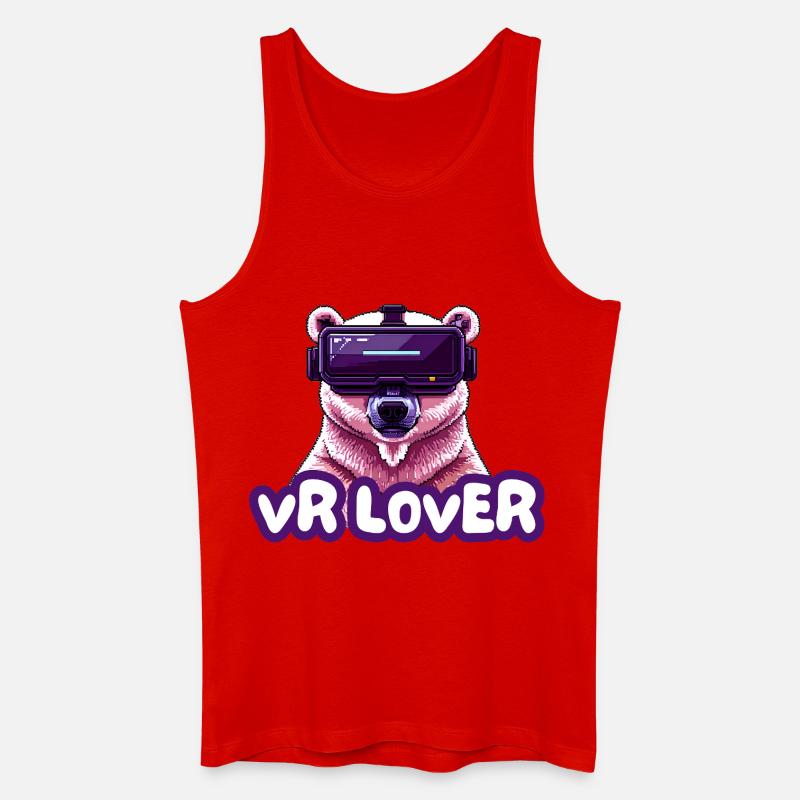 VR Bear with Virtual Reality Glasses - Men’s Organic Tank Top - red