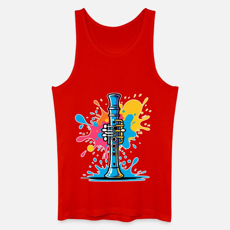 Lebendige Klarinetten Illustration Farbspritzern - Männer Bio Tank Top - Rot