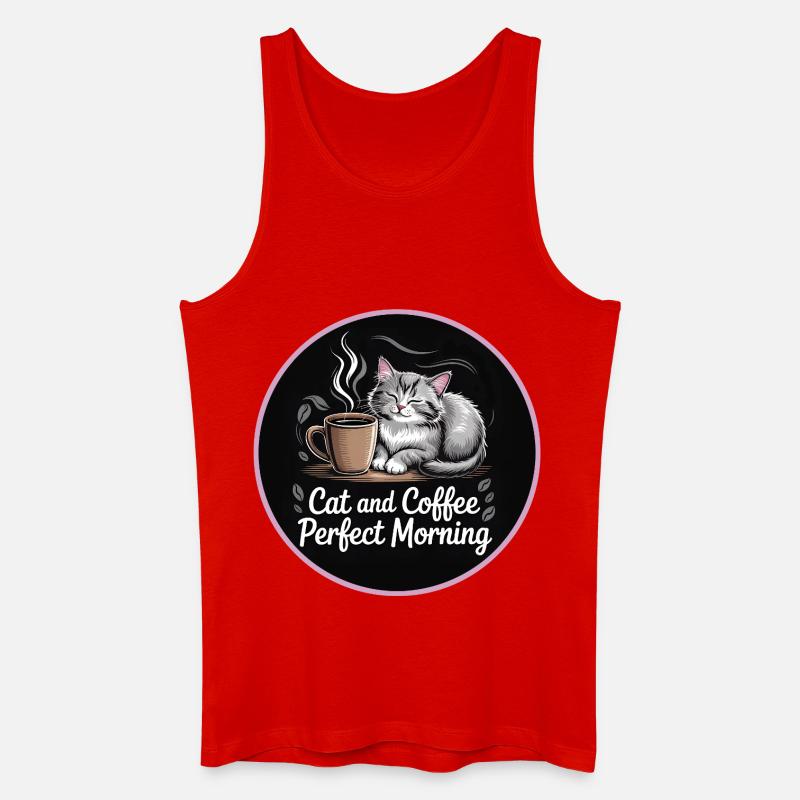 Katzen und Kaffee Morgenroutine - Männer Bio Tank Top - Rot