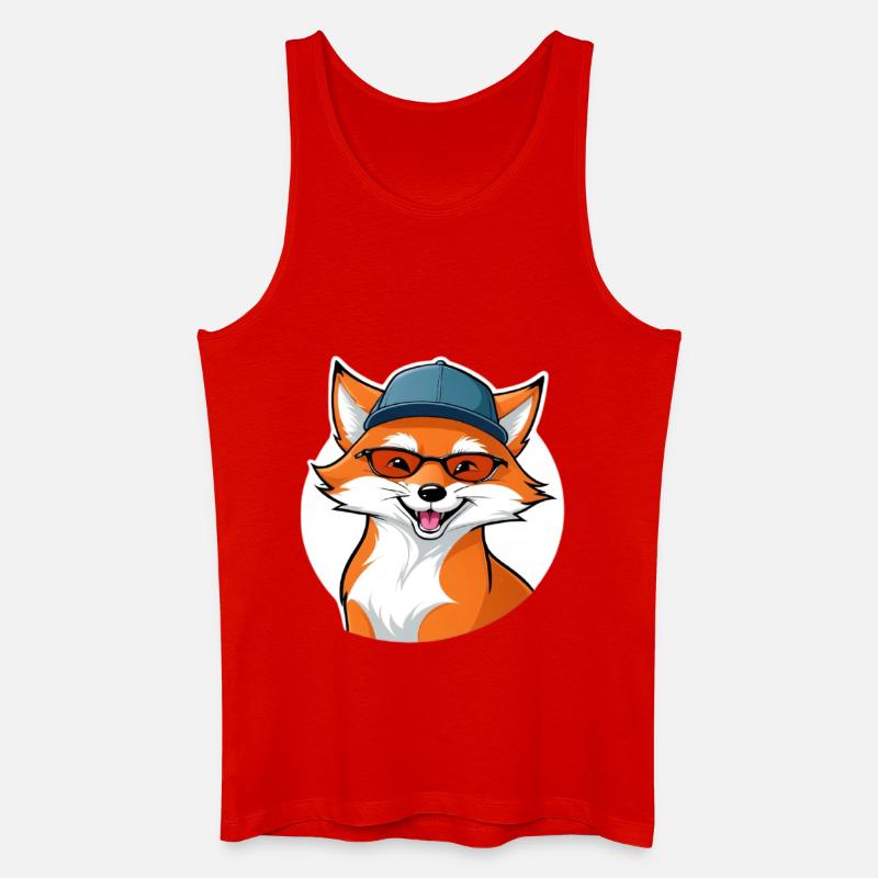 witziger Fuchs mit Brille und Cap - Männer Bio Tank Top - Rot