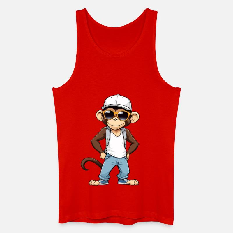 Cool Affe mit Sonnenbrille und Cap - Männer Bio Tank Top - Rot