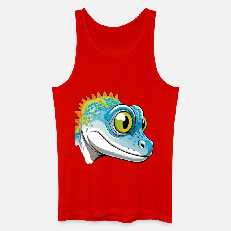 Bunter Geko Cartoon Design - Männer Bio Tank Top - Rot