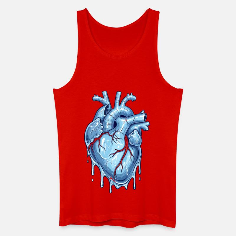 Blauer Neon Herz mit Wasser-Effekt - Männer Bio Tank Top - Rot