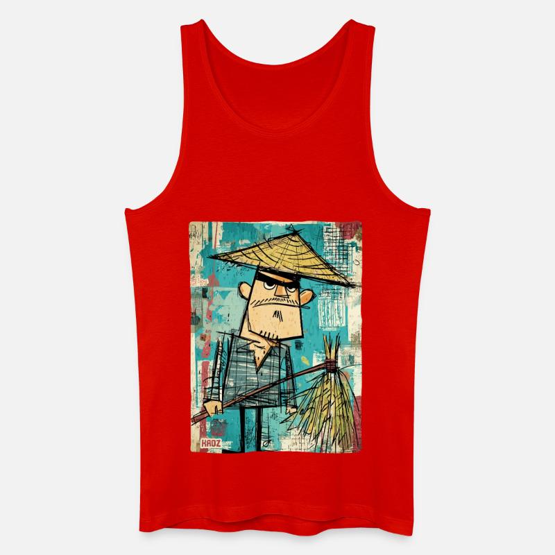 Graffiti Samurai mit Besen - Männer Bio Tank Top - Rot