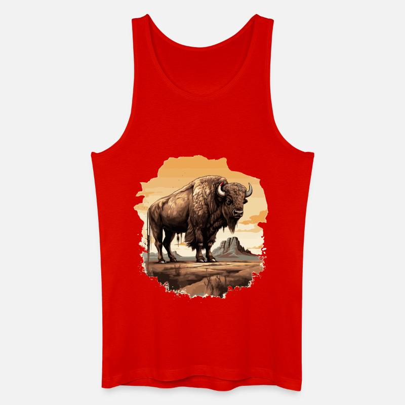 Majestischer Bison im Western-Stil - Männer Bio Tank Top - Rot