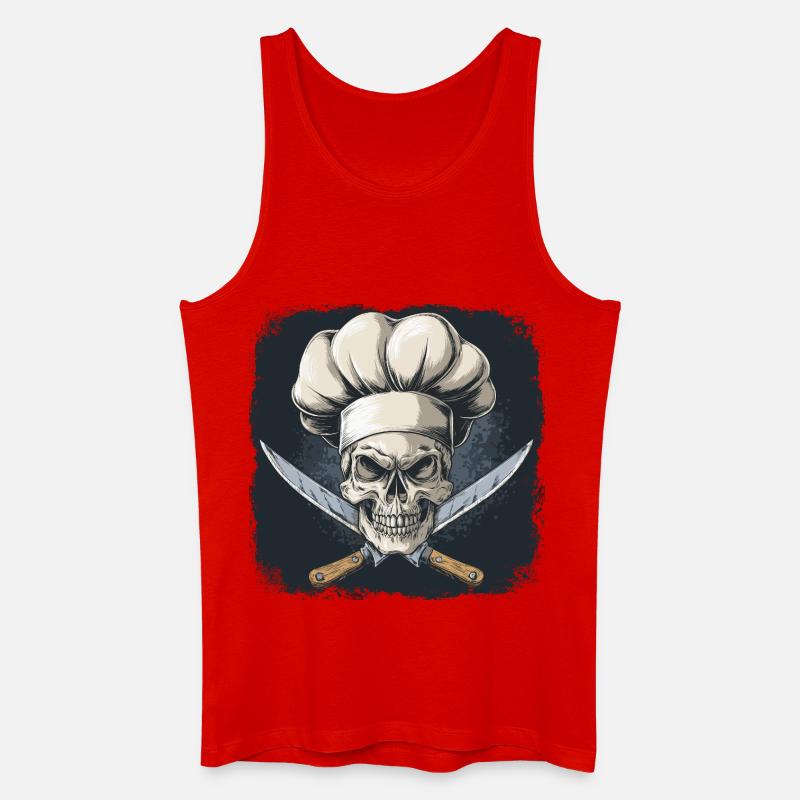 Schädel mit Kochmütze - Männer Bio Tank Top - Rot