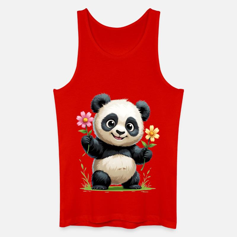 Panda Blumengruß - Männer Bio Tank Top - Rot