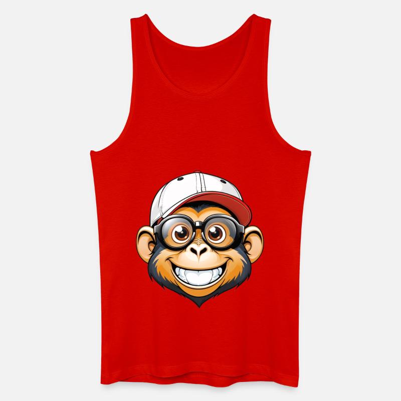 Affe mit Kappe und Brille - Männer Bio Tank Top - Rot