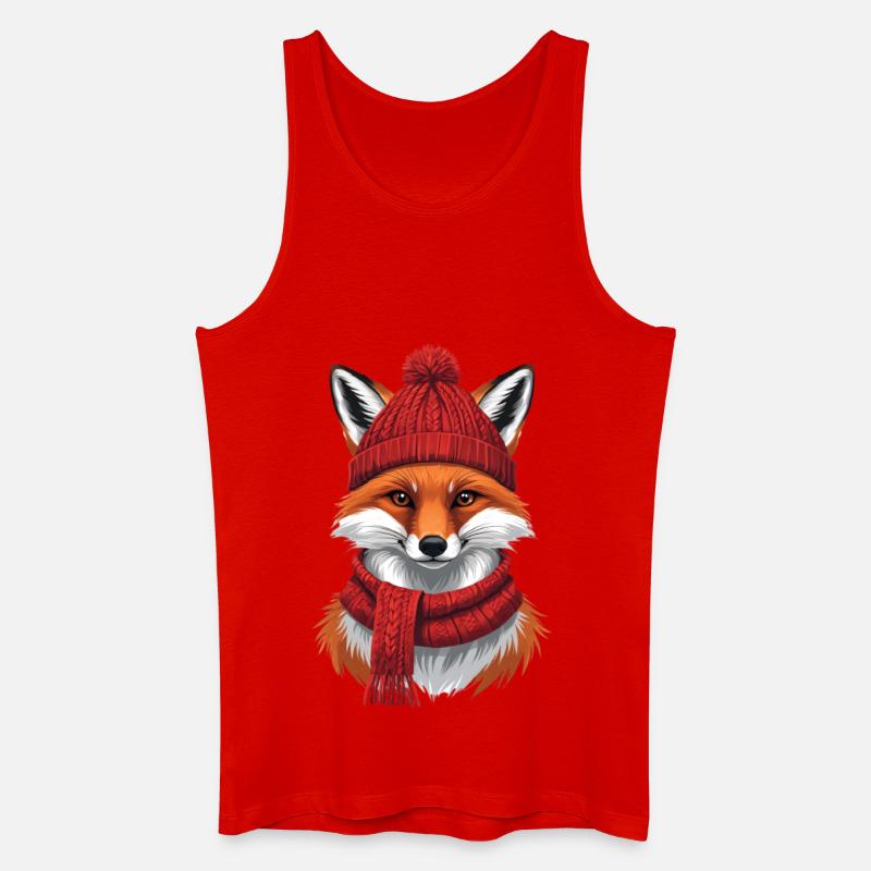 Winterrotfuchs mit Mütze und Schal - Männer Bio Tank Top - Rot