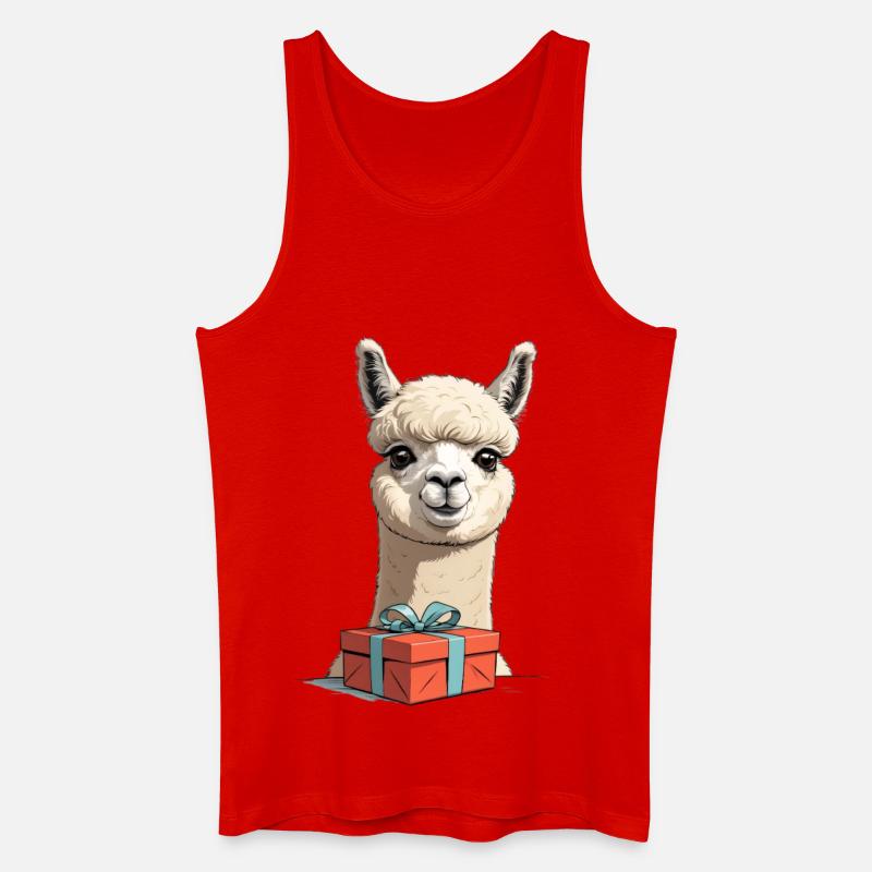 Alpaka mit Geschenk - Männer Bio Tank Top - Rot