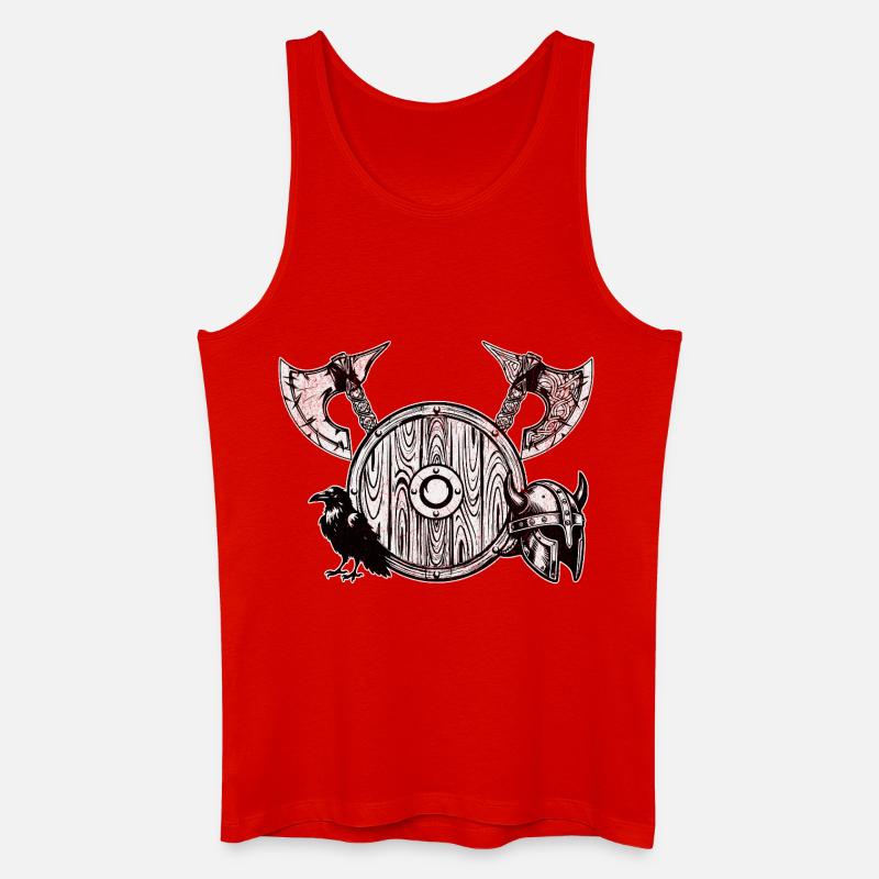 Nordic Axt und Schild - Männer Bio Tank Top - Rot