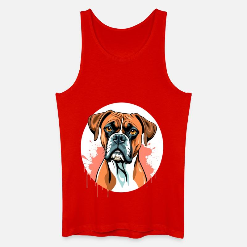 Aquarell Boxer Portrait - Männer Bio Tank Top - Rot