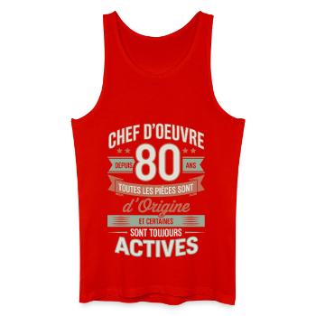 Chef d’œuvre depuis 80 ans humour anniversaire  - Débardeur bio Homme - rouge - Devant