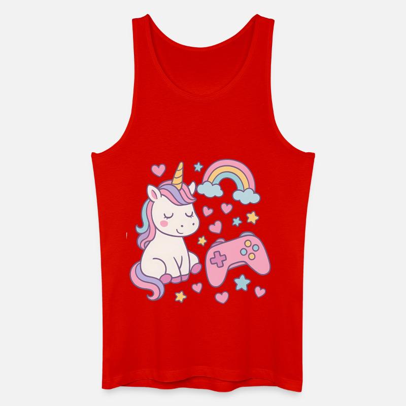 Super süßes Einhorn mit Gaming-Feeling - Männer Bio Tank Top - Rot