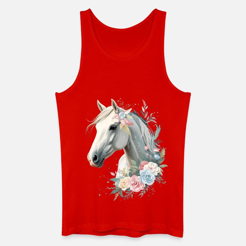 Pferd mit Blumenkranz Aquarell - Männer Bio Tank Top - Rot
