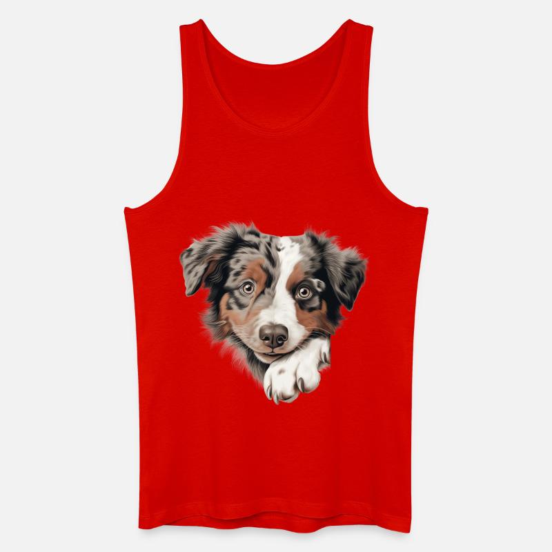 Verspieltes Hündchen-Porträt - Männer Bio Tank Top - Rot