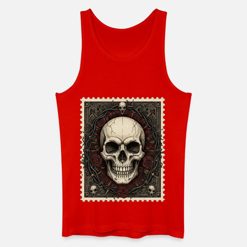 Totenschädel Krone aus Rosen Gothic Kunst - Männer Bio Tank Top - Rot