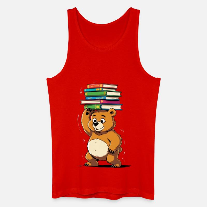 Lernbär mit Bücherstapeln - Männer Bio Tank Top - Rot