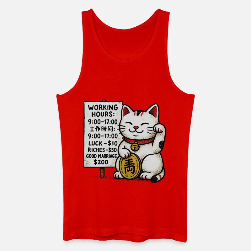 Lucky Cat Fortune Schild - Männer Bio Tank Top - Rot