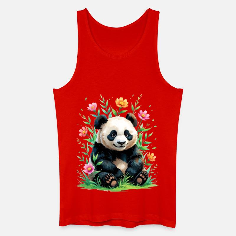 Panda im Blütenwald - Männer Bio Tank Top - Rot