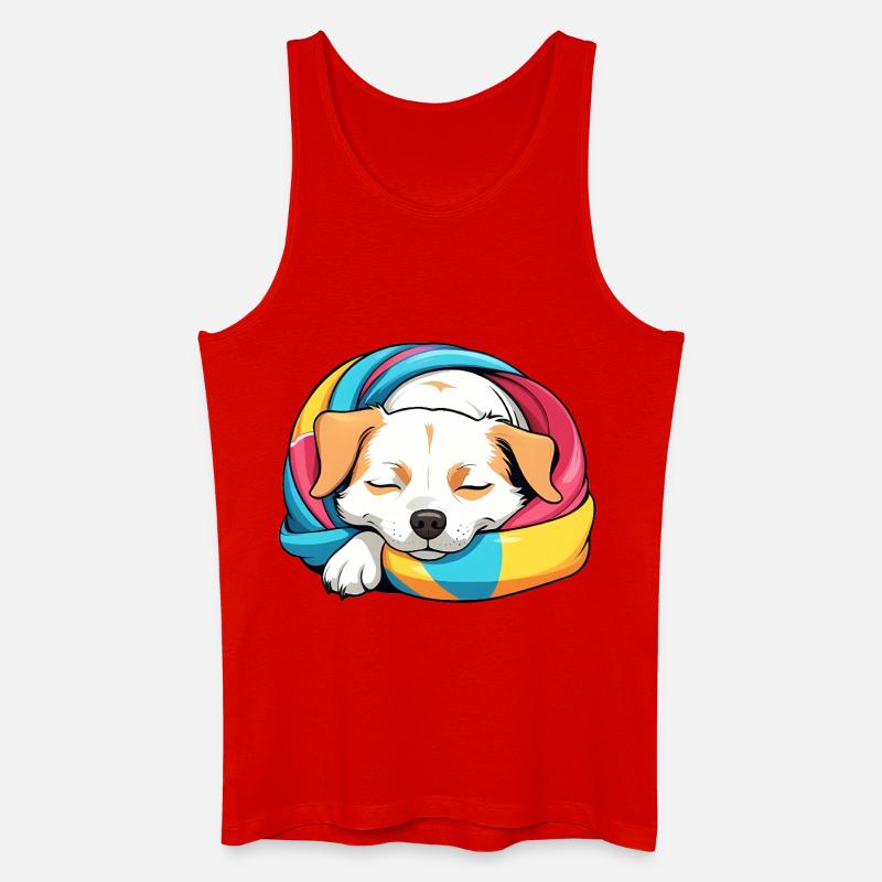 Schlummernder Welpe Regenbogen Schal - Männer Bio Tank Top - Rot